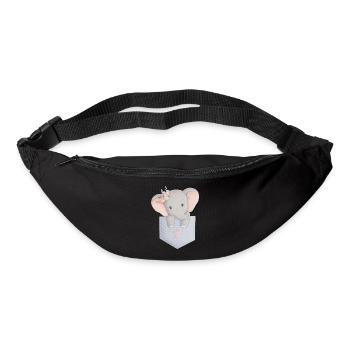 Elefant in Tasche mit Blume - Gürteltasche - Schwarz - Vorne
