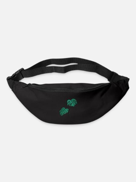 Monstera, Linéaire, plan, plante, Leaf, Minimal - Sac banane - noir