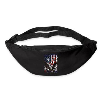 Trucker shirt with eagle on American flag - Bum bag - black - Front