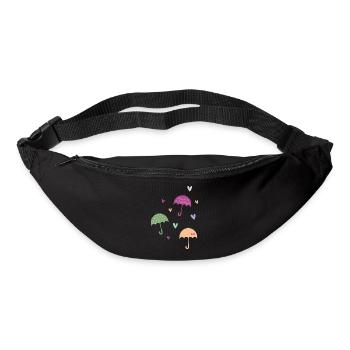 Regenschirm & Herzen - Gürteltasche - Schwarz - Vorne