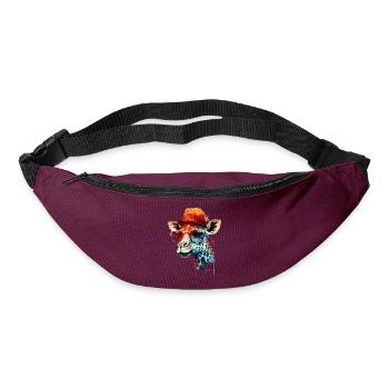 Giraffe as an intelligent mammal with glasses - Bum bag - burgundy - Front