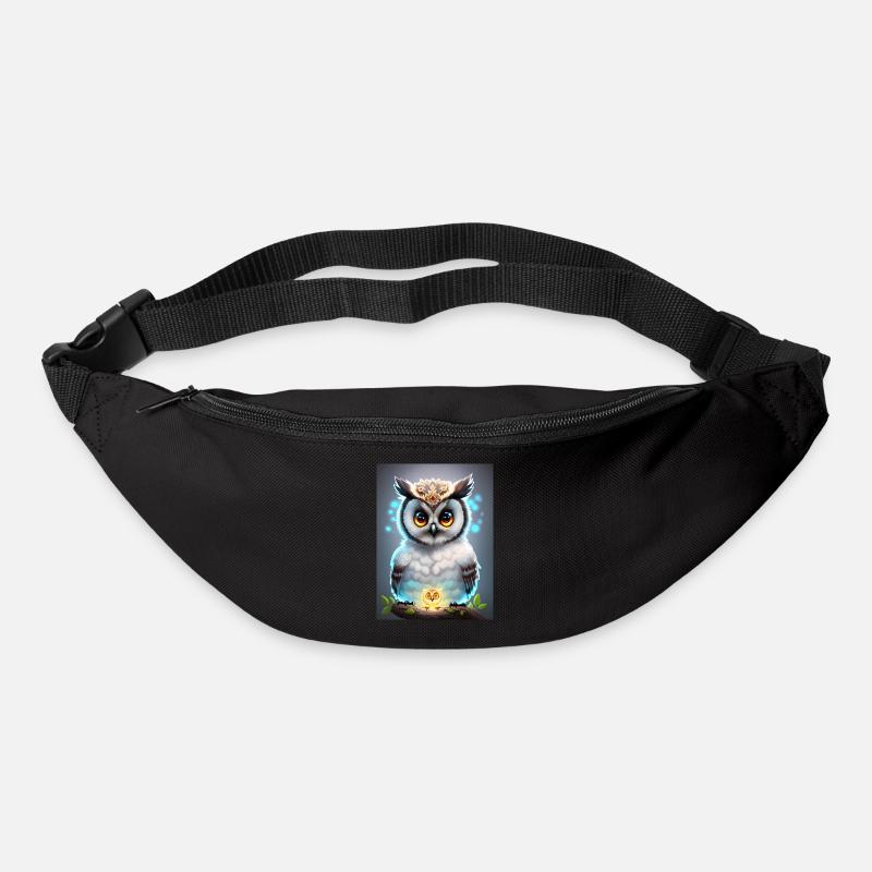 Süße Eule mit leichtender neon Aura & großen Augen - Gürteltasche - Schwarz