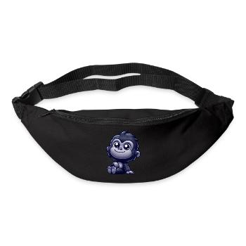 Cute monkey chimpanzee gorilla peaceful happy - Bum bag - black - Front