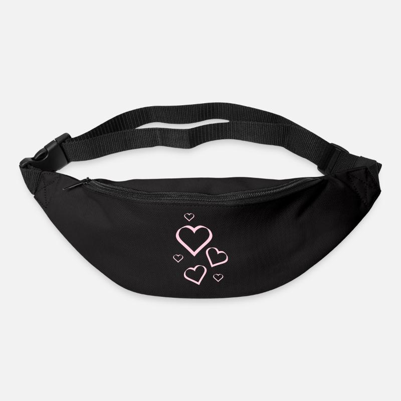 rosarotes Herz Herz rosa rot Herz pink Herzmuster - Gürteltasche - Schwarz