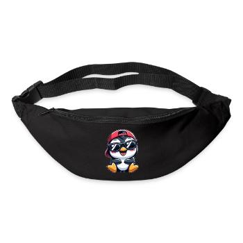 Cooler Pinguin mit Sonnenbrille Cartoon Stil - Gürteltasche - Schwarz - Vorne