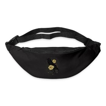 Rabe und Pfingstrosen - Handgezeichnet - Lesen - Gürteltasche - Schwarz - Vorne