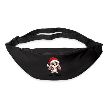 Lapin Joyeux Noël - Sac banane - noir - Devant