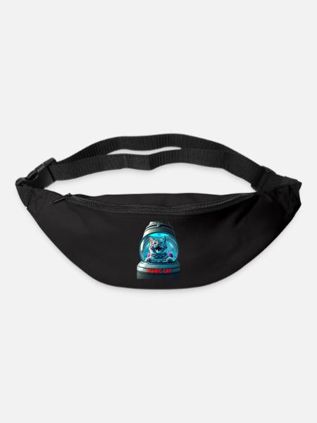Drôle de chat dans un vaisseau OVNI - Sac banane - noir