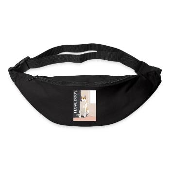 Hundeporträt mit Love Botschaft - Gürteltasche - Schwarz - Vorne