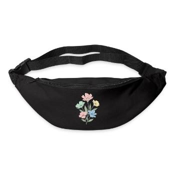 Pastel flowers in watercolor style - Bum bag - black - Front