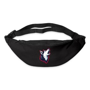 Husky hurlant dans un style logo - Sac banane - noir - Devant
