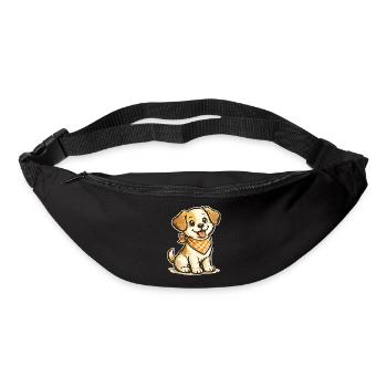 Kuschelhund mit Orangen Bandana - Gürteltasche - Schwarz - Vorne