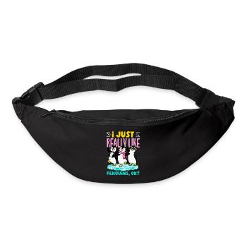 Pingouin mignon - Cadeau pour l’amoureux des manchots - Sac banane - noir - Devant
