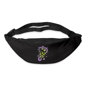 Herz mit Pfötchen und Sternen - Gürteltasche - Schwarz - Vorne