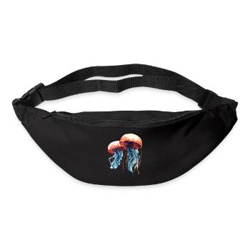 Illustration de méduse aquarelle bleu rose - Sac banane - noir - Devant