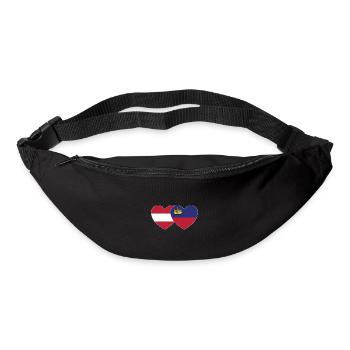 Autriche Liechtenstein Drapeau Coeur - Sac banane - noir - Devant