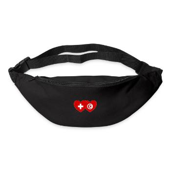 Schweiz Tunesien Flagge Herz - Gürteltasche - Schwarz - Vorne