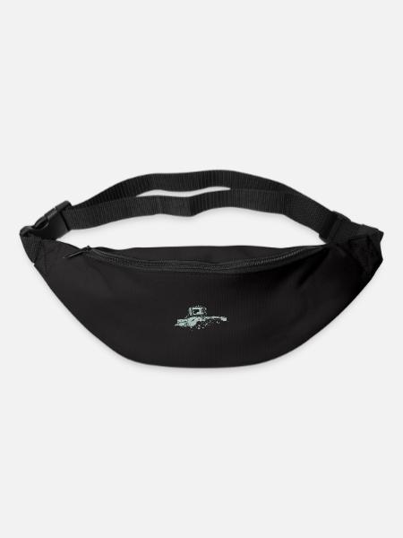 Silhouette de skieur de sports d'hiver de dameuse de neige - Sac banane - noir