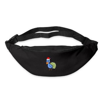 Pfau Comic Weihnachten Xmas - Gürteltasche - Schwarz - Vorne