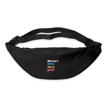 Citation motivante - La vie n’est pas facile La vie est belle - Sac banane - noir - Devant