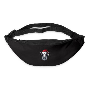 Portrait de Noël tête de chèvre - Sac banane - noir - Devant