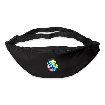 Pudel Hund Kopf Weihnachten Portät Bunt - Gürteltasche - Schwarz - Vorne