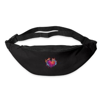Coeur, Feu, Amour, Flamme - Sac banane - noir - Devant