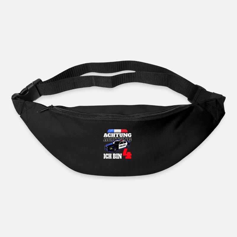 4 Geburtstag Polizei Polizeiauto Junge Geschenk - Gürteltasche - Schwarz