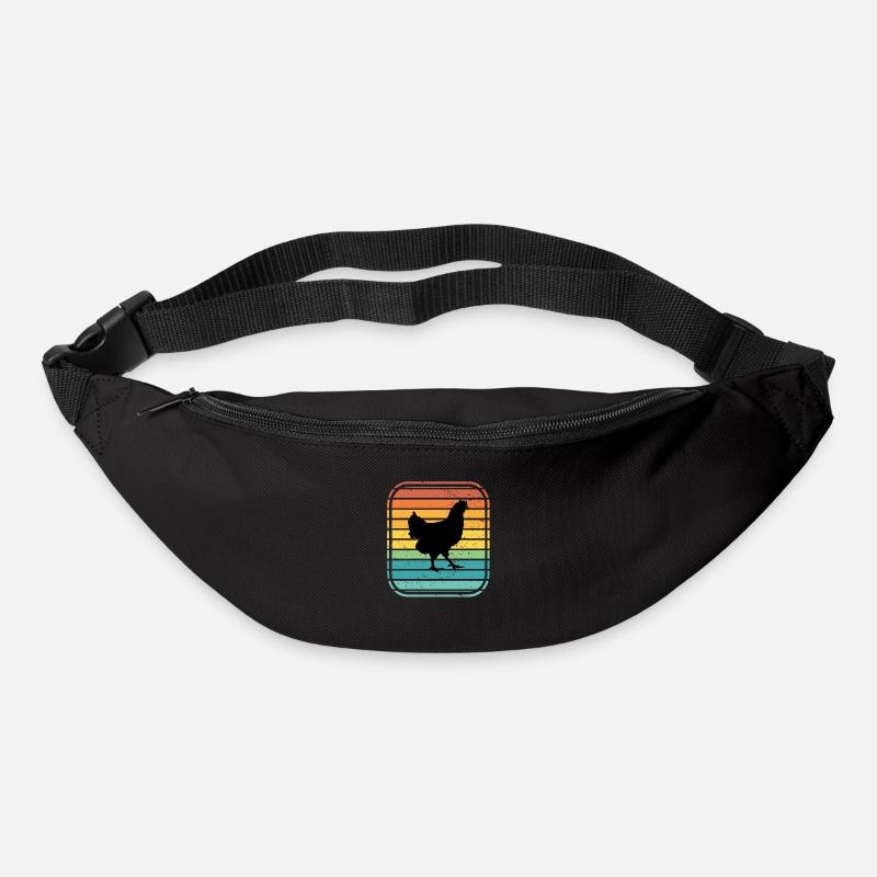 Huhn Hühner Hahn Bauer Retro Bauernhof Geschenk - Gürteltasche - Schwarz