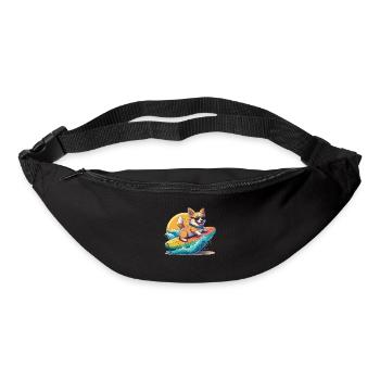 Sweet Corgi Surfs - Vacances d’été tropicales - Sac banane - noir - Devant