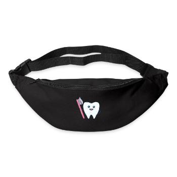 Funny tooth brushing his teeth with a toothbrush - Bum bag - black - Front