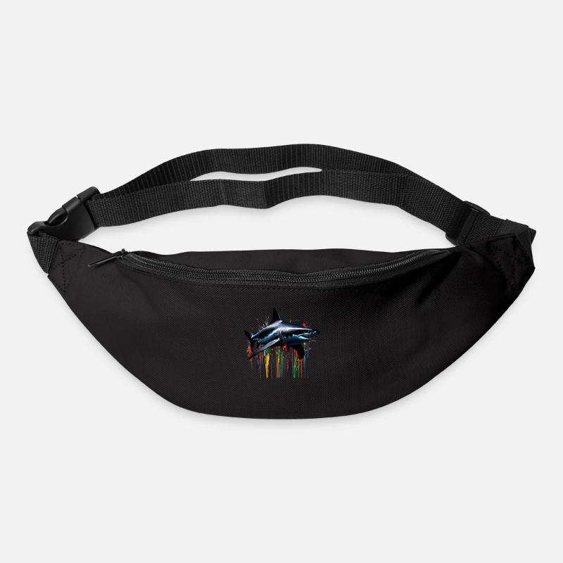 Colorful Shark Paint Art - Bum bag - black