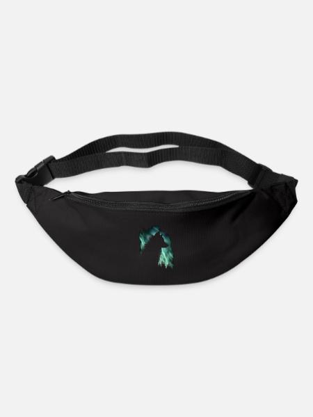 Loup aurore aurore boréale Nature cadeau - Sac banane - noir