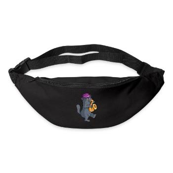 Mrou le chat saxophoniste - Sac banane - noir - Devant