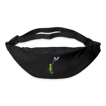 Caméléon et libellule - Sac banane - noir - Devant