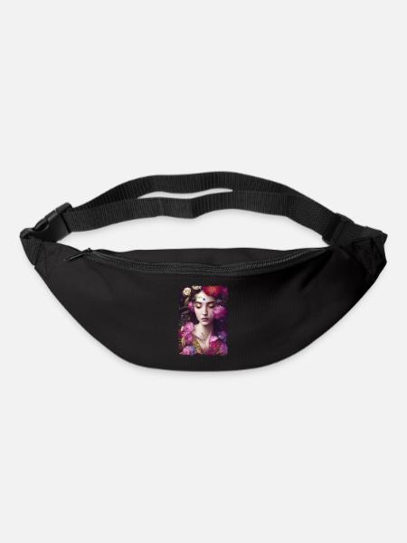 Woman with flower border - Bum bag - black