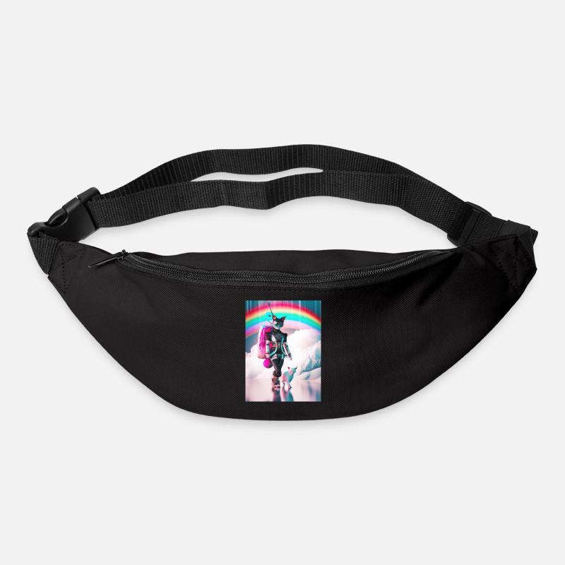 Cyborg Katzen Sci-fi Geisha Geschenkidee - Gürteltasche - Schwarz