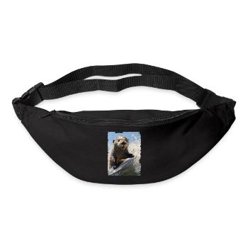 Surfer loutre de mer - Sac banane - noir - Devant