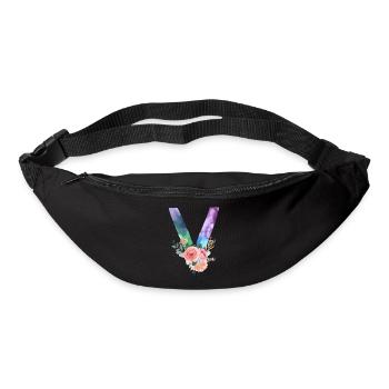 Lettre v watercolor - Sac banane - noir - Devant