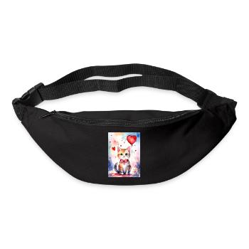 Katze Katze Niedliche Herzkatze - Gürteltasche - Schwarz - Vorne