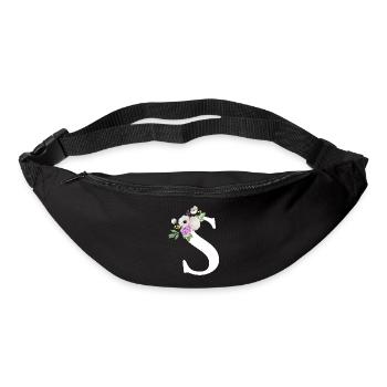 Lila Blumenbuchstabe S - Gürteltasche - Schwarz - Vorne