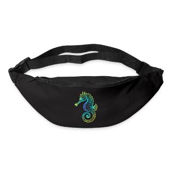 Seepferdchen Farbverlauf Blau Gelb Tribal Grün - Gürteltasche - Schwarz - Vorne