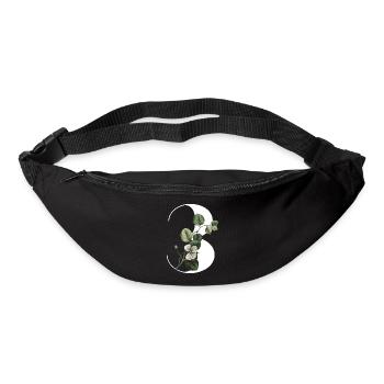 Nummer 3 Blumengrün -3. Blumengeburtstag - Gürteltasche - Schwarz - Vorne