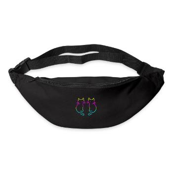 80er 90er Retro Vintage Katzen Regenbogen - Gürteltasche - Schwarz - Vorne