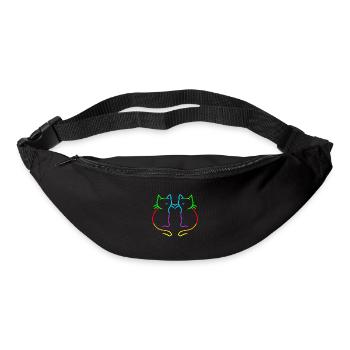 80er 90er Retro Regenbogen Herz Katzen Katze - Gürteltasche - Schwarz - Vorne