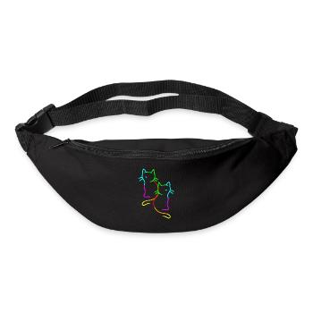 80er 90er Retro Vintage Regenbogen Katzen Katze - Gürteltasche - Schwarz - Vorne