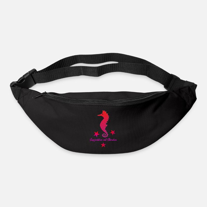rotes Seepferd mit Sternchen - Gürteltasche - Schwarz