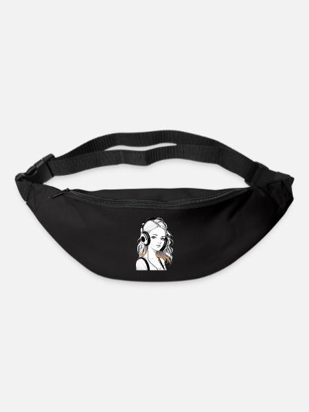 Musik Frau Mädchen Kopfhoerer Rave Geschenkidee - Gürteltasche - Schwarz
