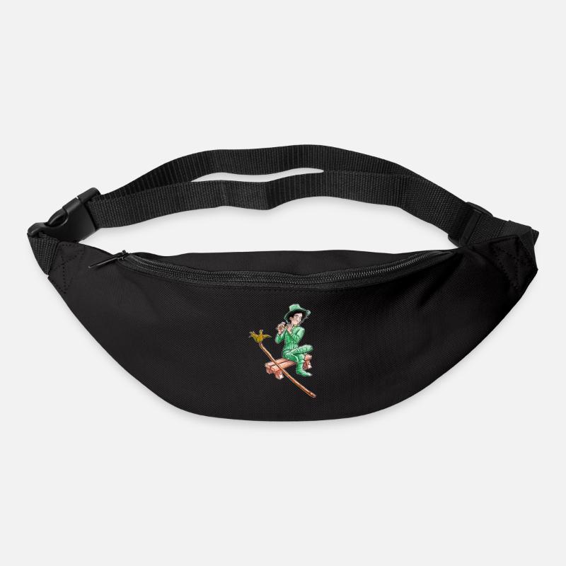 le vagabond vert jouant de la Flûte  - Sac banane - noir