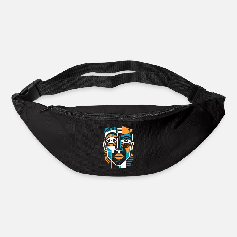 Buntes kubistisches Gesicht - Gürteltasche - Schwarz